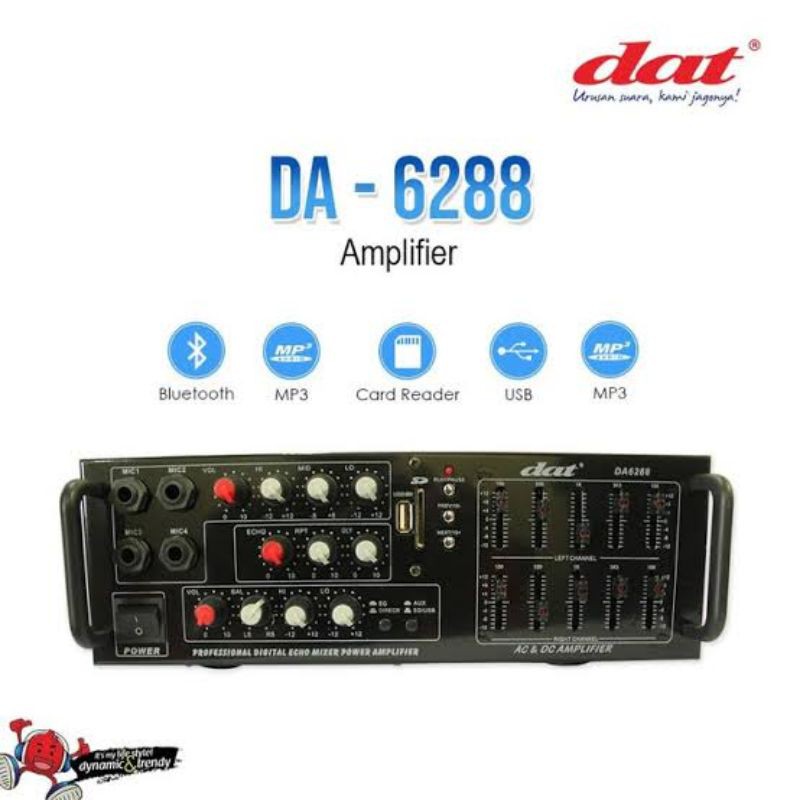 AMPLIFIER AMPLI DAT DA 6288 DA6288 PROFESSIONAL KARAOKE MP3 USB SD CARD BLUETOOTH MICROPHONE MIC INP