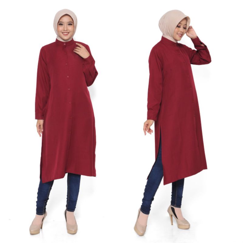 LONG TUNIK POLOS WANITA TUNIK BUSUI SHAKILA PREMIUM M,L,XL