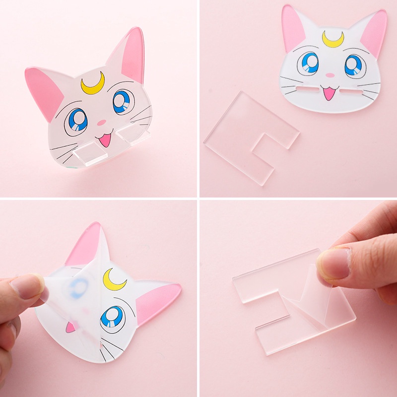 Stand Holder Bentuk Kucing Sailor Moon Bahan Akrilik Untuk Handphone Universal