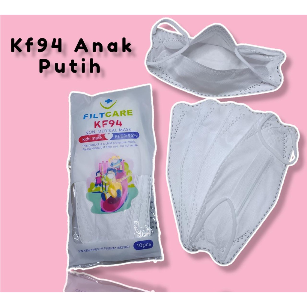 masker kf94 anak polos putih isi 10 per pack