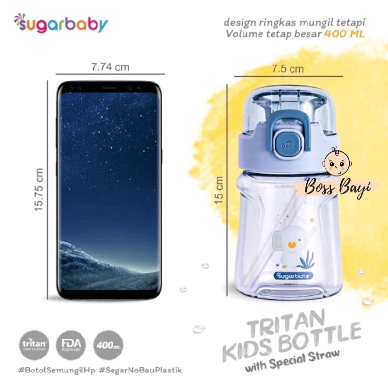 SUGAR BABY -  Tritan Kids Bottle 400ml /Botol Minum Anak Sugar Baby