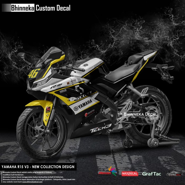 DECAL STICKER R15 V3 SCOTT YELLOW