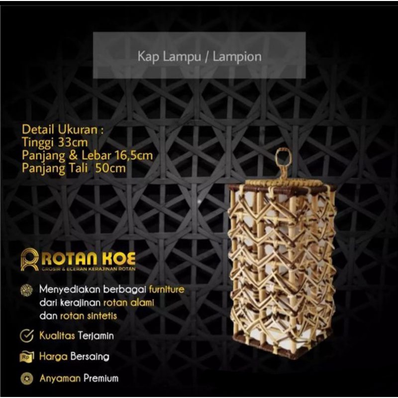 Lampion Lampu Gantung Rotan Alami, Kap lampu Gantung, Lampu Hias Gantung Rotan Alami
