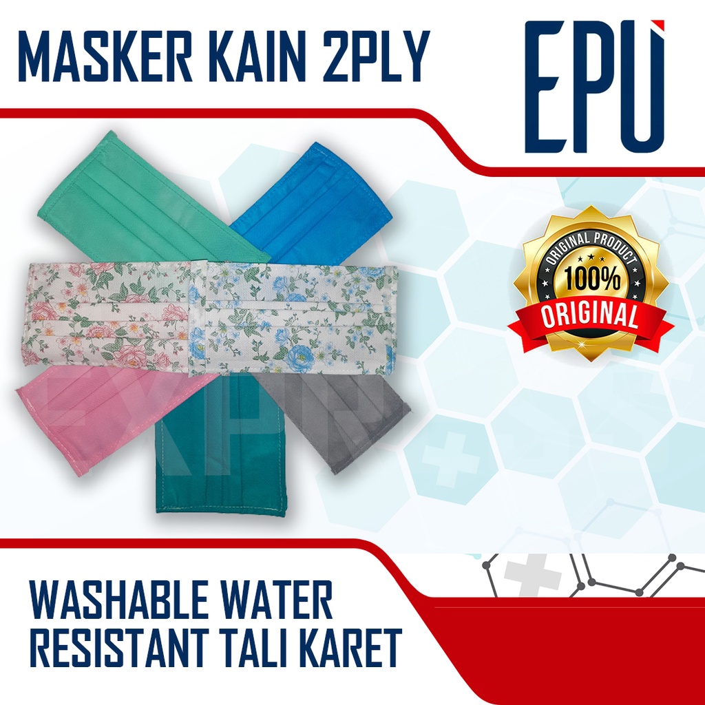 Masker Kain 2 Ply Washable Waterproof Spunbond + 100% Katun Tali Karet