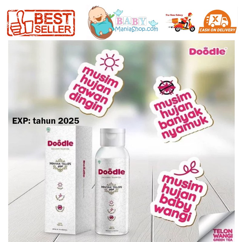 Minyak Telon Doodle Exclusive Oil Wangi Green Tea 60ml 100ml Anti Nyamuk Kembung Minyak Pijat Bayi