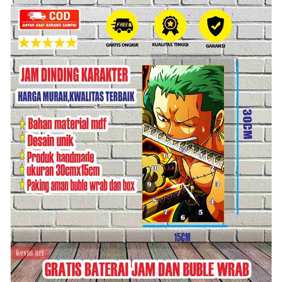 JAM DINDING BESAR ONEPICE UNIK KEREN LUFFY HIASAN DEKORASI DINGDING KOLEKSI ANIME TEMPEL TEMBOK NYALA POSTER KAYU MURAH