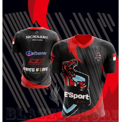 Jersey Gaming Kaos Baju Esports Free Fire Custom Desain Nama dan Logo Sesuka Hati