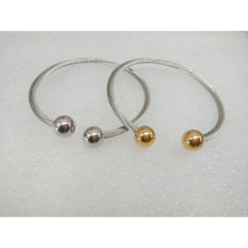 Gelang Tangan wanita Titanium Bola polos anti karat