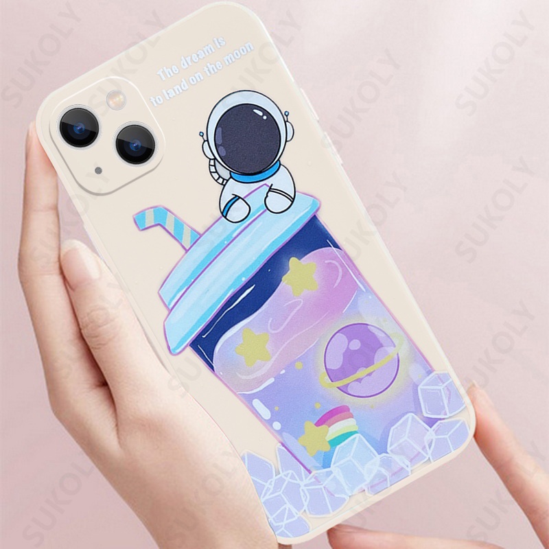 Soft Case Hp Gambar Astronot Bahan Silikon Untuk iPhone 13pro MAX / 12pro / 11promax / X / XS MAX / XR / 7plus / 8plus / 6 / 6splus