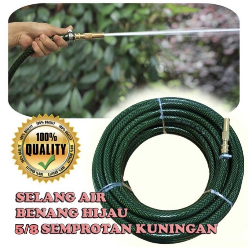 Selang air 5/8 inch 15 meter Lengkap Nozel kuningan