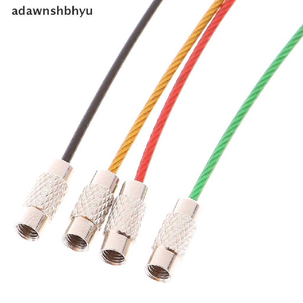 Adawnshbhyu 10Pcs Stainless Steel Gantungan Kunci Tali Kawat Cable Loop Screw Lock Gadget Ring