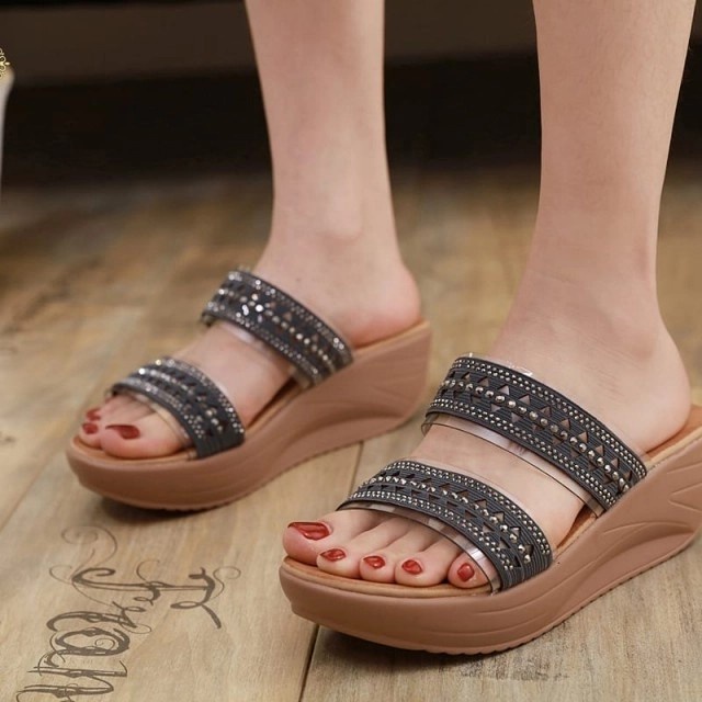 Sandal Wedges Wanita Fresha YFY-8 Import Murah Batam
