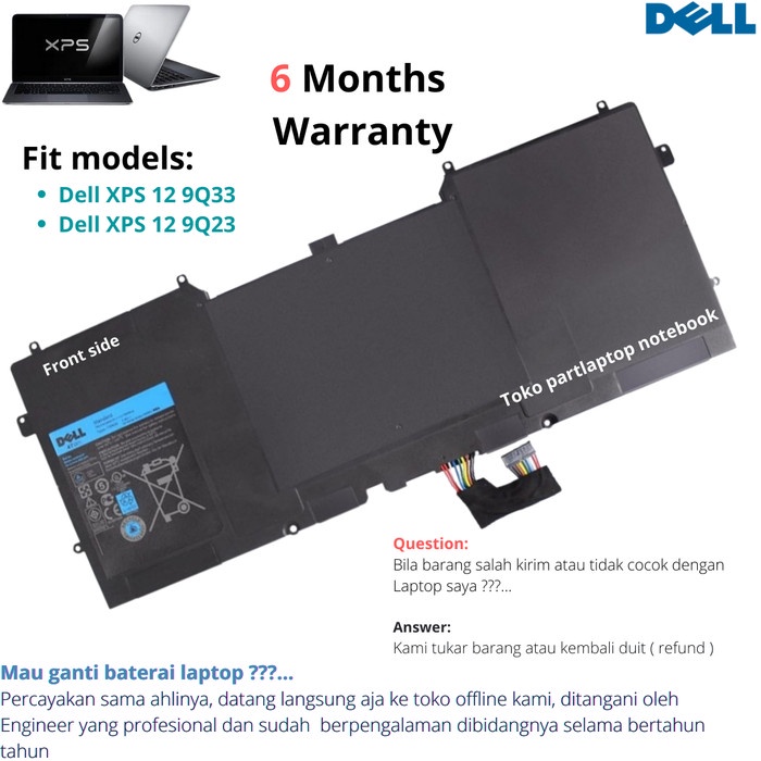 Baterai Dell XPS 12 9Q33 12 9Q23 new high quality