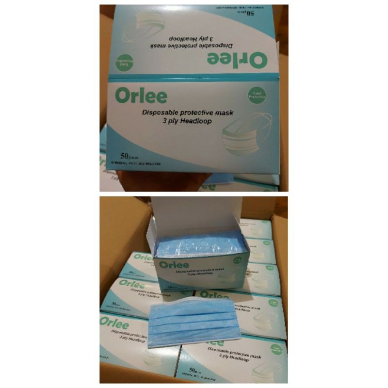 MASKER MEDIS ORLEE HEADLOOP/HIJAB 3 PLY ISI 50 PCS
