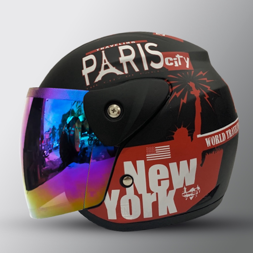 Helm Dewasa Half Face Evolution Untuk Pria Dan Wanita Mirip Seperti Helm GM Original Motif Paris COD