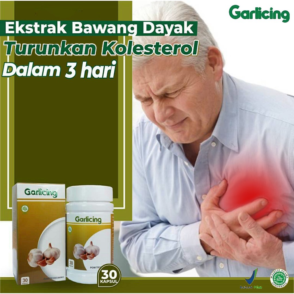 Garlicing - Ekstrak Bawang Putih Dayak Herbal Turunkan Kolesterol Kolestrol Cegah Kanker Diabetes Diabet Asam Urat Sehatkan Jantung Kendalikan Tekanan Darah Isi 30 Kapsul