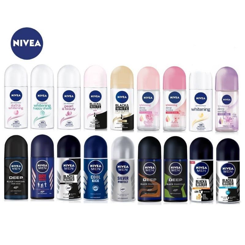 NIVEA PERSONAL CARE DEODORANT EXTRA WHITENING , Dry Comfort , Black and white, hijab , pearl men cool kick 25ml 50ml