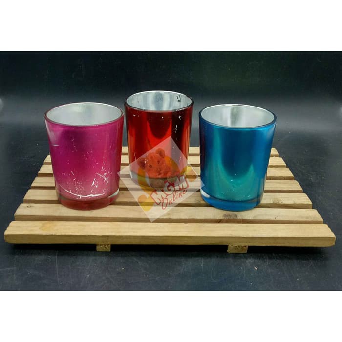 Gelas lilin chrome warna - gelas lilin minyak - tempat lilin murah