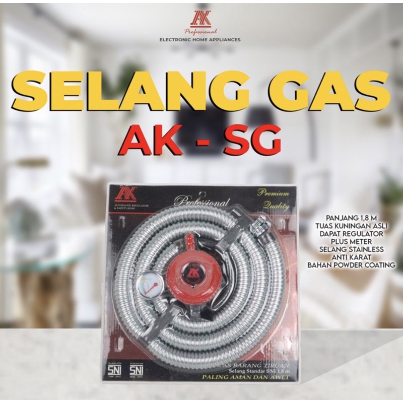 [ AK ] Paket Selang Gas + Regulator Komplit (selang spiral regulator) 1,8M