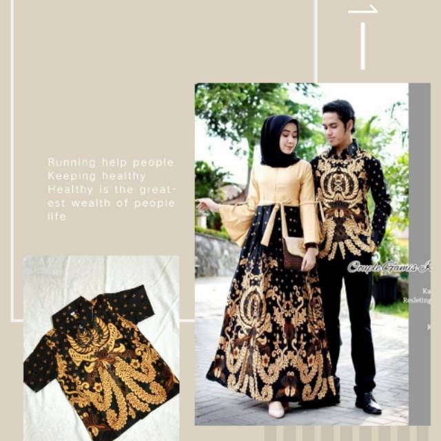 Baju Batik Couple Keluarga Anak Muda Model Gamis Kombinasi Modis Murah Meriah Untuk Pesta