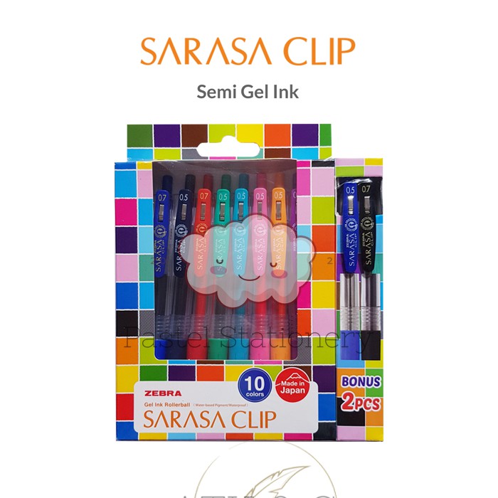 

Pulpen Gel Zebra Sarasa Clip Color 0.5mm 1 Set Isi 10 Pcs - Bolpen Pena Pen Warna 0,5 mm