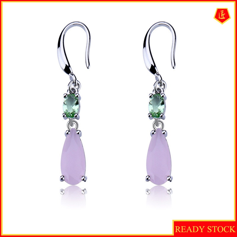 [Ready Stock]Elegant Temperament S925 Silver Colored Gems Earrings