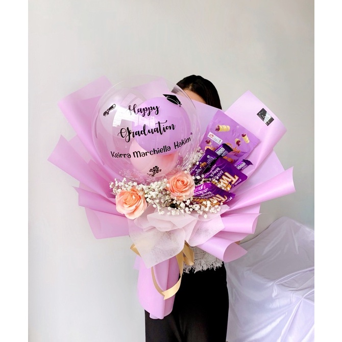Buket Balon Snack Bouquet Balon Custom Buket Graduation Buket Ulang Tahun