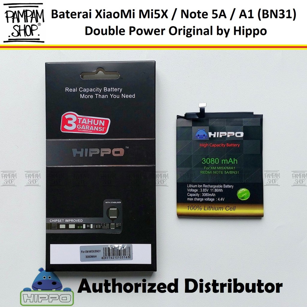 Baterai Hippo Double Power Original XiaoMi BN31 Redmi Note 5A Mi5X Mi