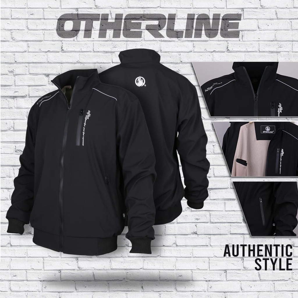 Jaket Motor Pria Harian Waterproof Original OTHERLINE Hitam  Bonding Anti Air Windproof Anti Angin  