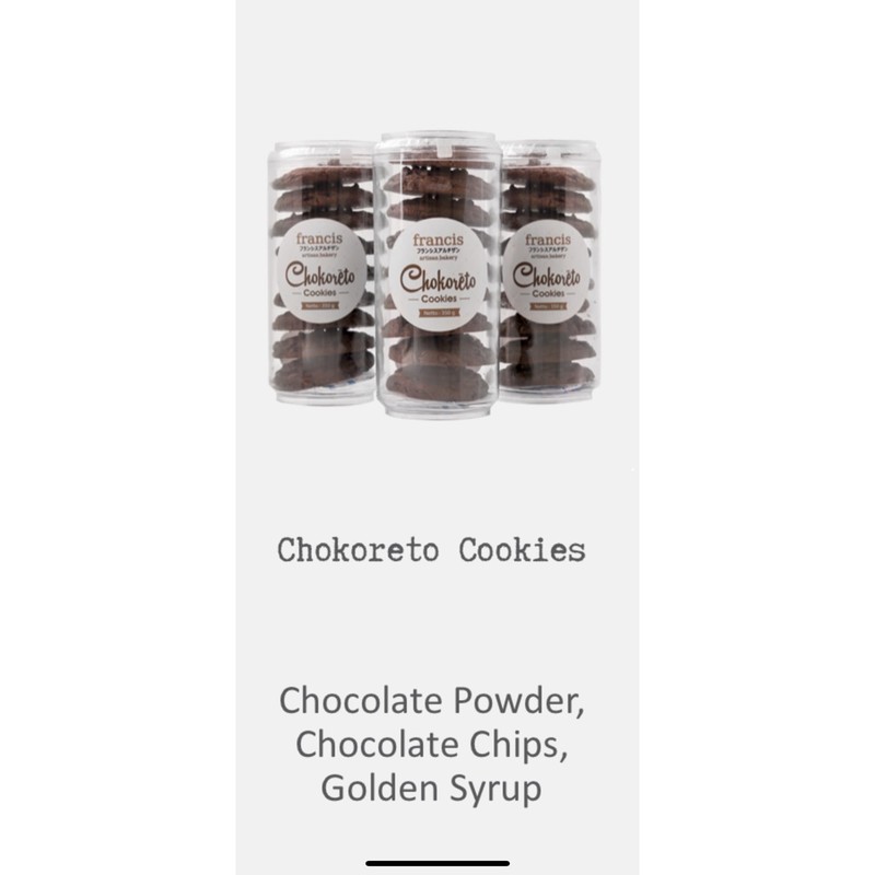 

chokoreto choco coklat kue kering francis