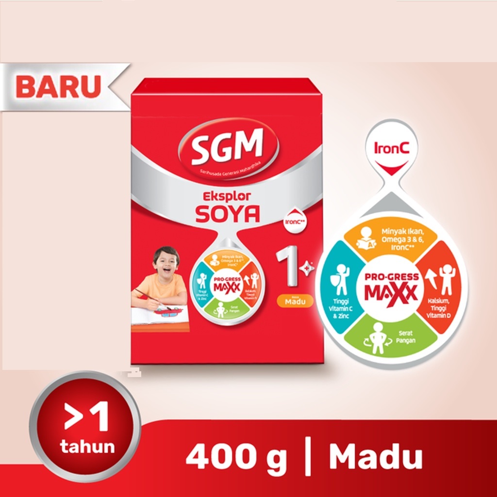 SGM Eksplor Soya 1+ Pro-GressMaxx 400GR Madu Susu Pertumbuhan 1-5 Tahun Alergi Susu Sapi