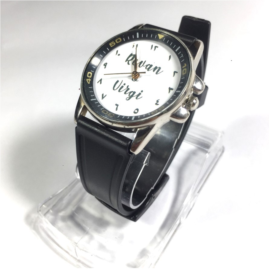 Jam Tangan Custom Pria Wanita Kado Hadiah Wedding Pernikahan Ulang Tahun Free Kotak dan Baterai 1304