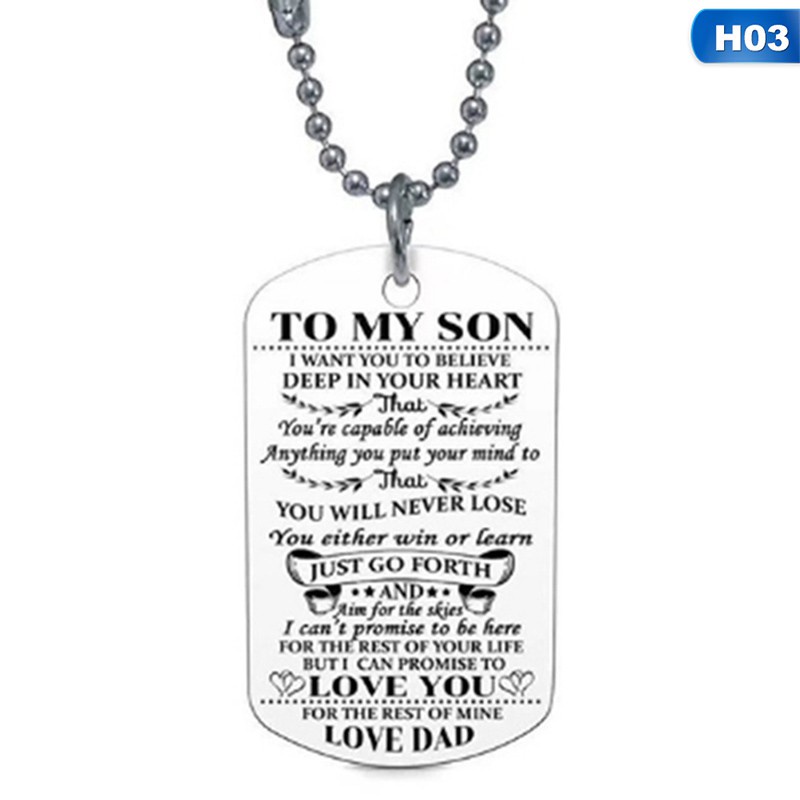 To My Son Daughter I Want You To Believe Love Dad Mom Dog Tag Necklace