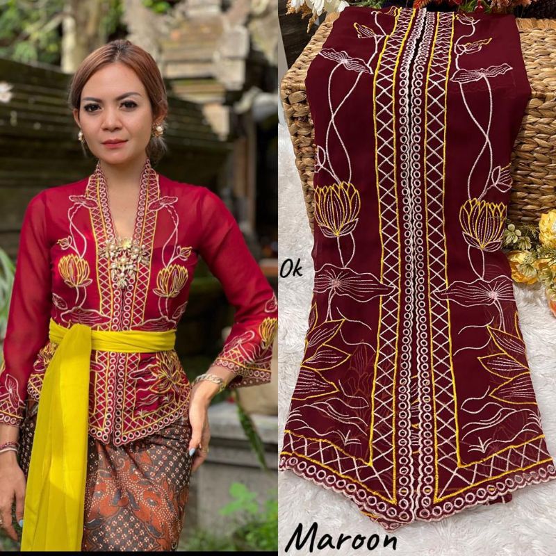 kain kebaya bordir motif lotus