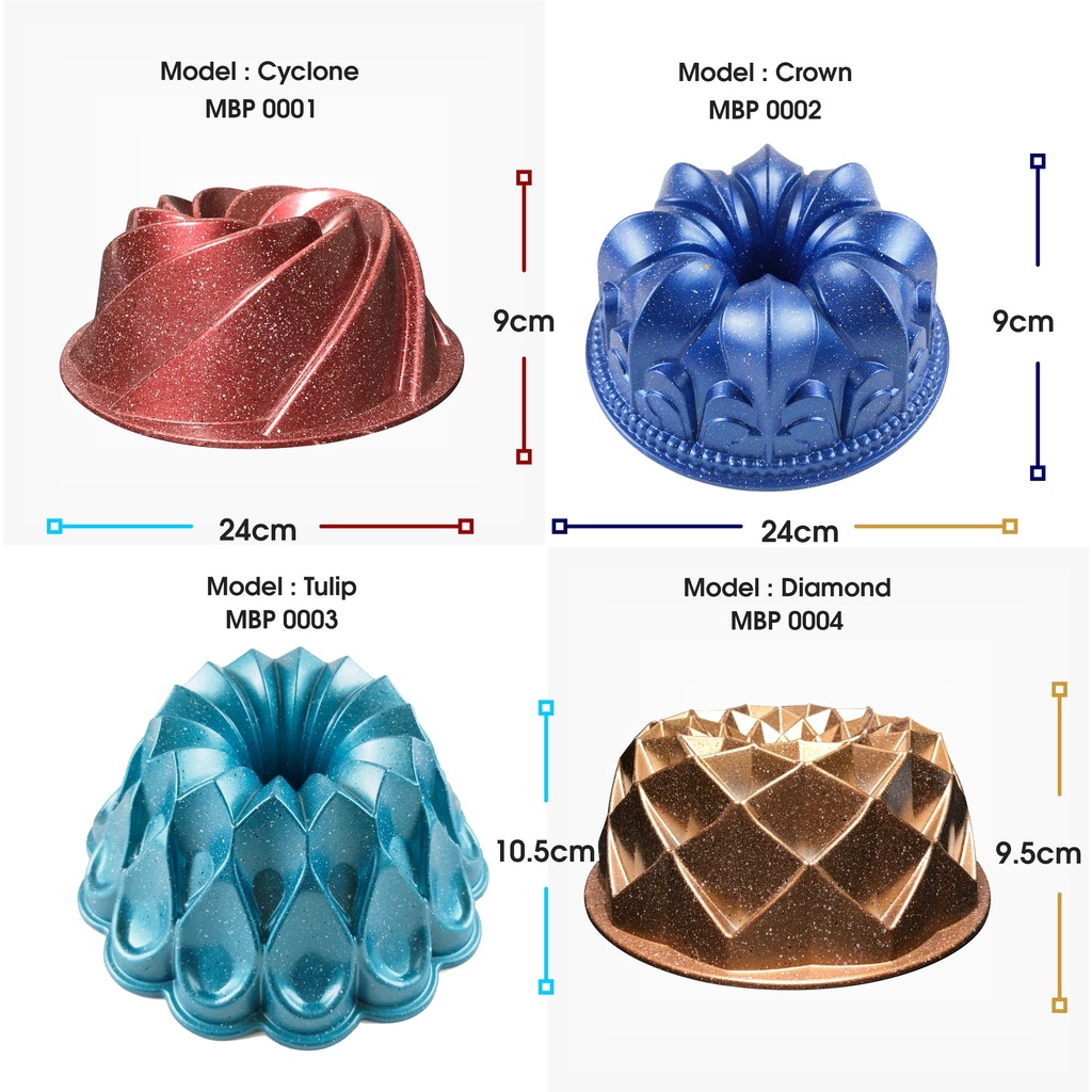 MURO Bundt Baking Cake Loyang Cetakan Kue Bolu Tulban Pan Marble Anti Lengket Coating