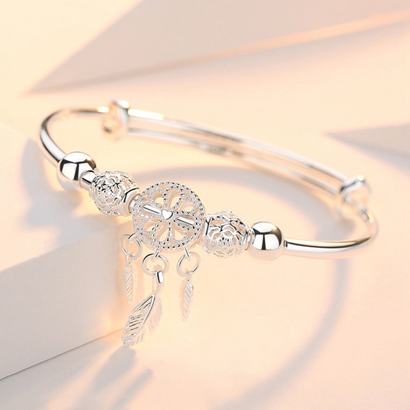 Gelang Bangle Hias Bulu Rumbai Dream Catcher Untuk Wanita