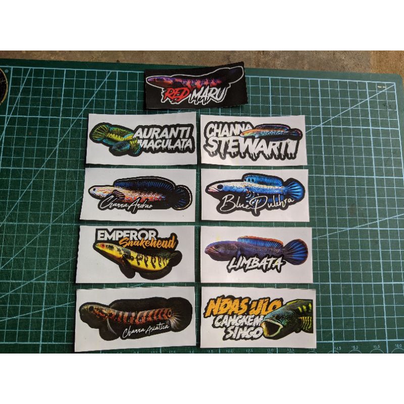 

Stiker 1 pack isi 9 pcs aquarium ikan channa