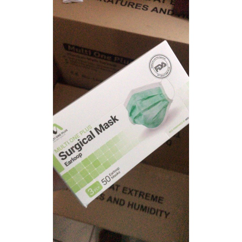 surgical mask multi one plus earloop 3 ply/ masker bedah medis 3 lapis