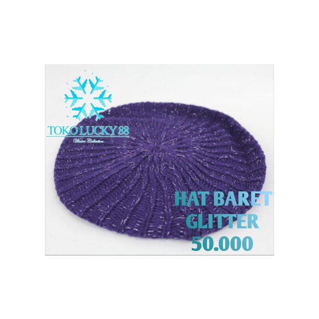 IMPORT Topi Baret Rajut Wool Glitter Hat Beret Glitter