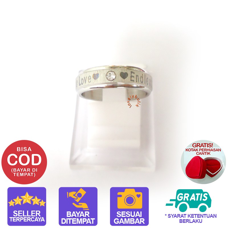 Lovelybutik Cincin Titanium Anti Karat 3Ndless Love Cincin couple Titanium Model Mata Satu