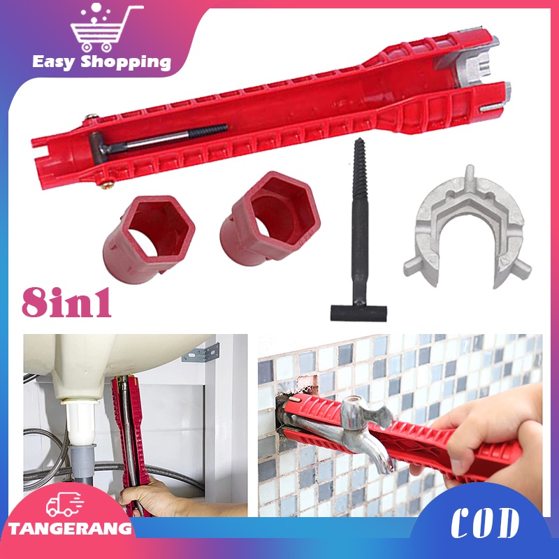 8 In 1 Kunci Pas Wastafel/Kunci Pipa Kran Watafel/Faucet Wrench Sink Installer Tool