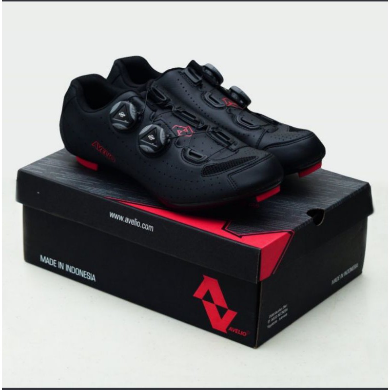 SEPATU SEPEDA ROAD BIKE AVELIO BLACK 41 - SEPATU ROAD BIKE
