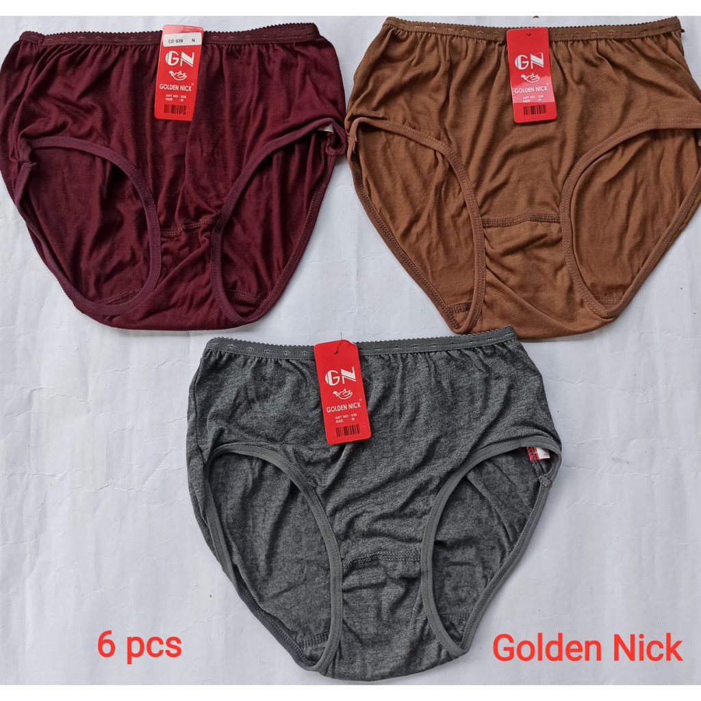 Sahabi - 6 Pcs Golden Nick Celana Dalam Wanita - CD Wanita Warna Tua - Pakaian Dalam Wanita 4 Ukuran.