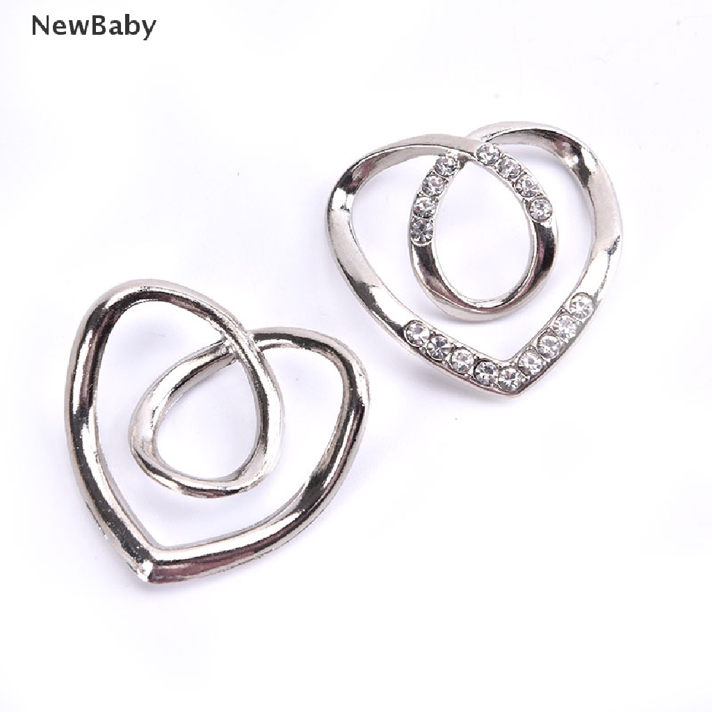 Newbaby Bros Pin Bentuk Hati Hias Kristal Untuk Aksesoris Scarf Wanita