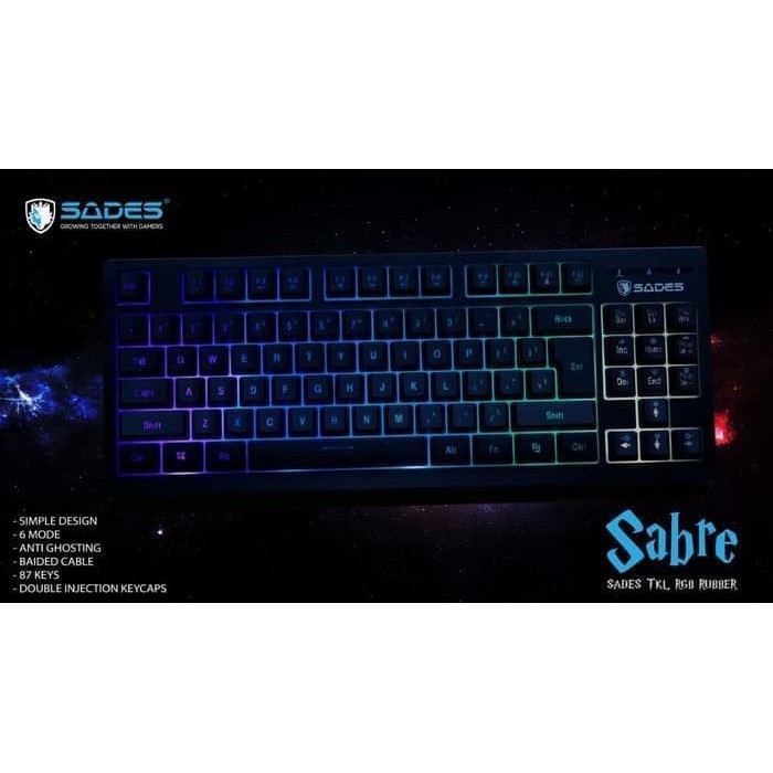 Keyboard gaming sades sabre TKL RGB Backlight Membrane
