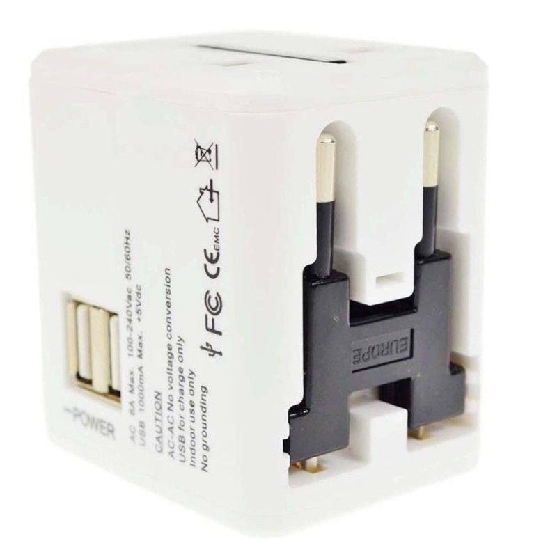 Universal Adapter 2 USB Ports Adaptor AU US UK EU plug travel