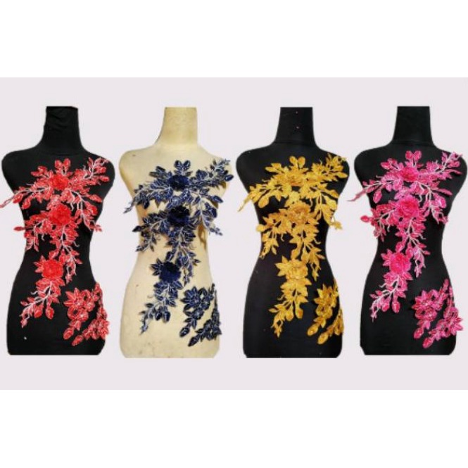 Toko Bekasi Timur Bordir Renda Tasik Asoka Hitam Merah Fanta Gold Silver Kuning Putih Maroon Hijau D