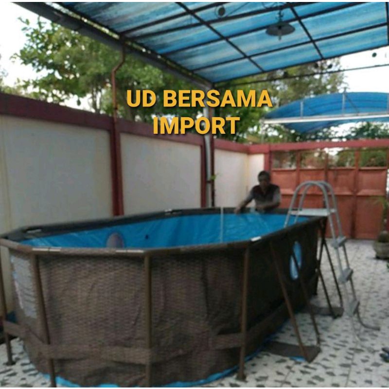 kolam renang frame import bestway power stell pool oval 427x250x100cm