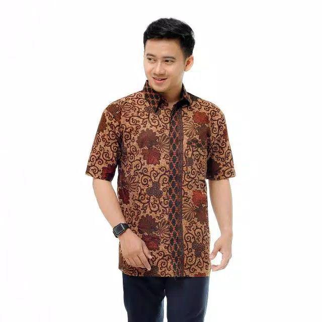 Merak Toska Hem Batik Pria Lengan Pendek Ukuran Reguler M L Xl