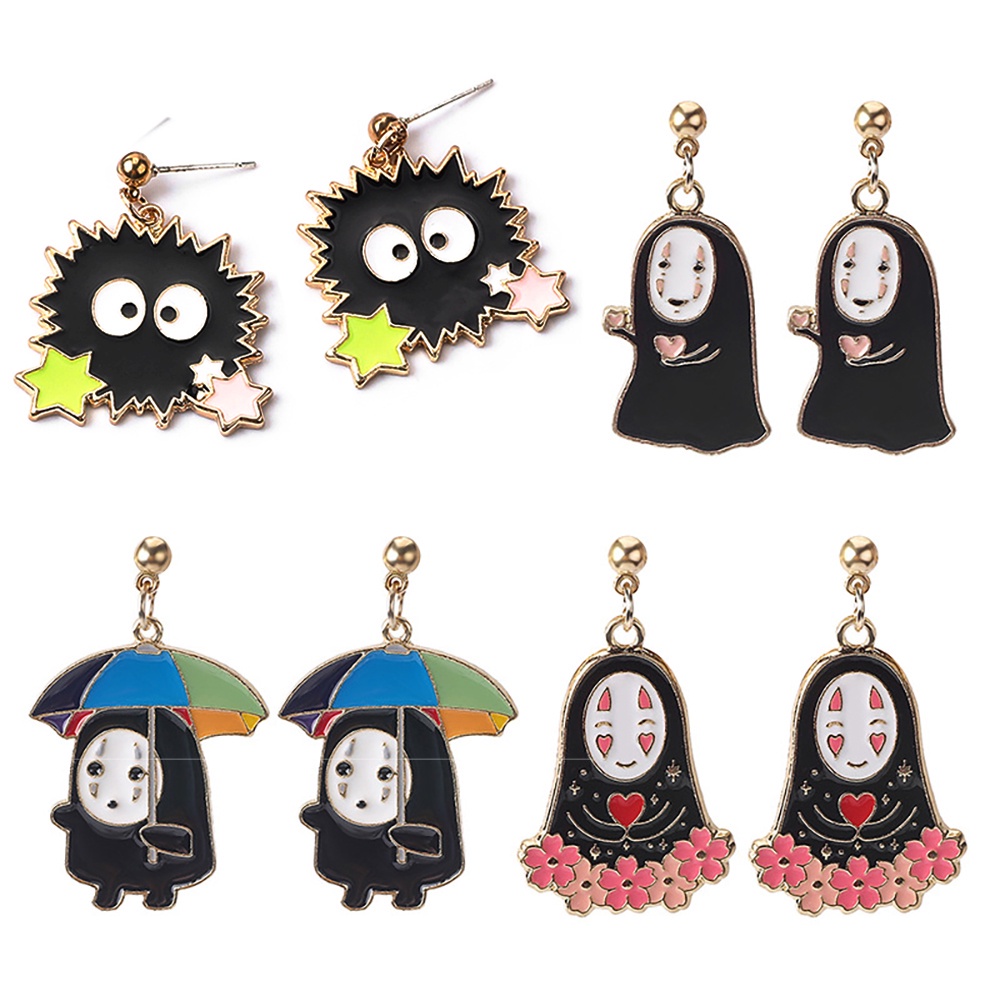 Needway  Women Drip Stud Earrings Creative Spirited Away Ghost Earrings Anime Earrings Fashion Personality for Fans Party Alloy Cartoon